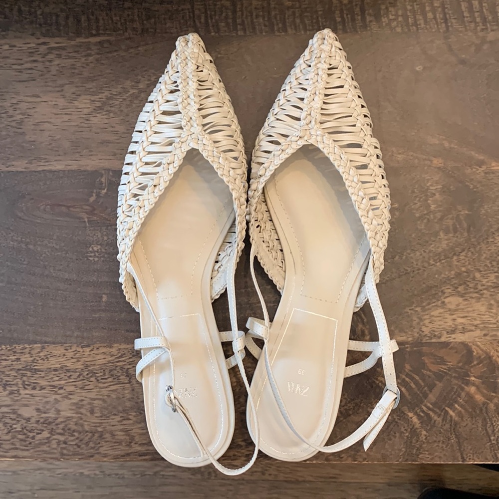 Zara Ivory Slingback Flats